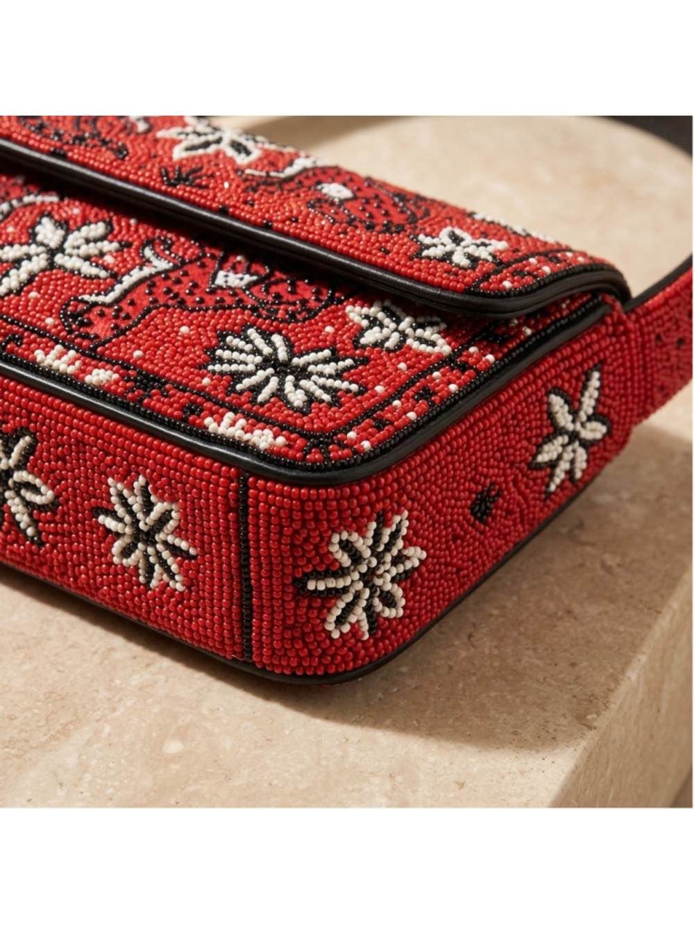 America & Beyond Leopard Scarf Beaded Shoulder Bag - Picture 7 of 9